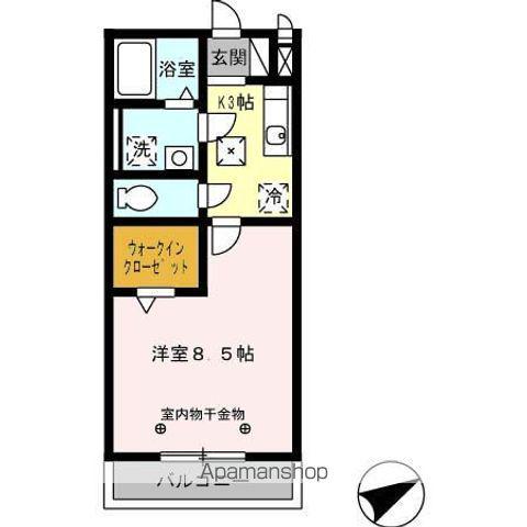 コートクレール(1K/1階)の間取り写真