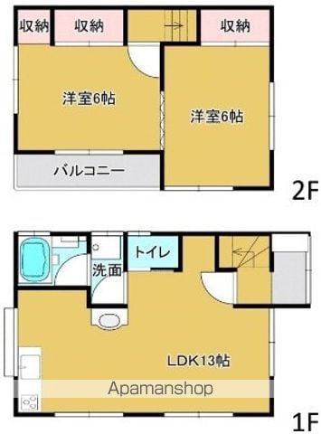 山陽本線 高島駅(岡山) 徒歩26分 2階建 築46年(2LDK)の間取り写真