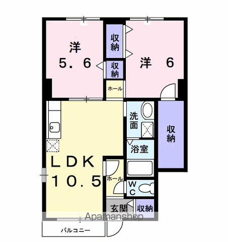 アヴニールⅢ(2LDK/1階)の間取り写真