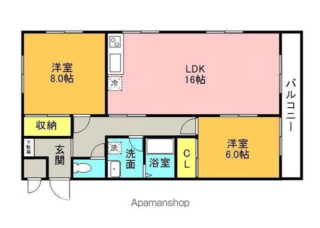 レイクサイド大島(2LDK/4階)の間取り写真