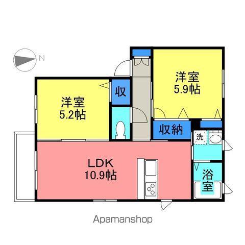 サンモール(2LDK/2階)の間取り写真