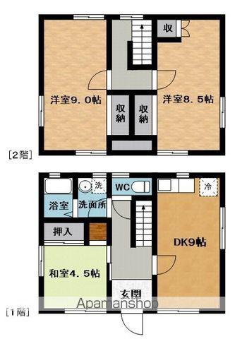 三重県名張市 2階建 築30年(3DK)の間取り写真