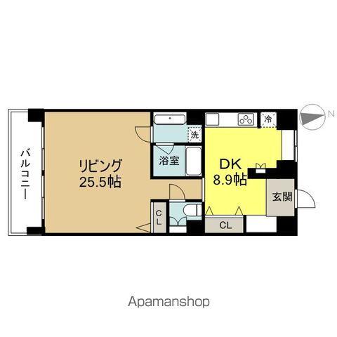 カスタリア伏見(1LDK/14階)の間取り写真