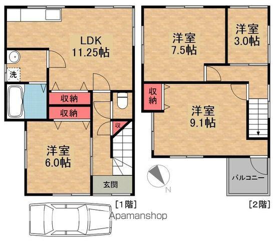 京阪電気鉄道京阪線 橋本駅(京都) 徒歩7分 2階建 築48年(3SLDK)の間取り写真
