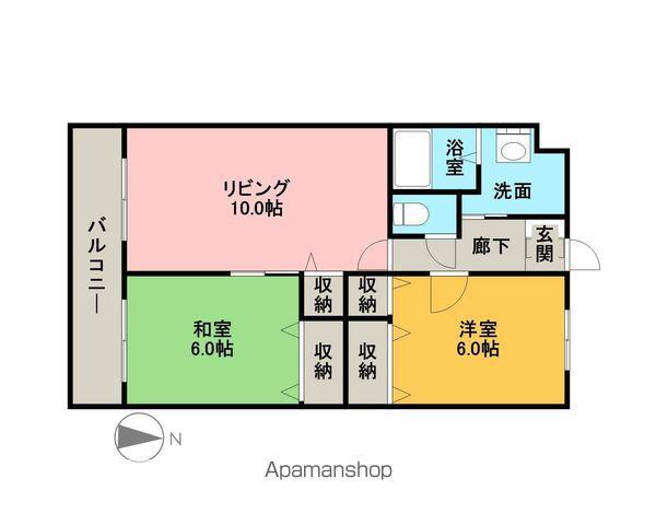 ボヌール上西Ⅱ(2LDK/3階)の間取り写真