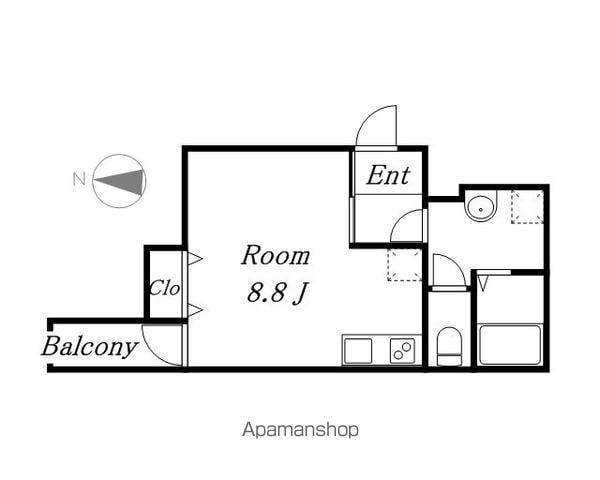 SQUARE中村区役所(ワンルーム/2階)の間取り写真