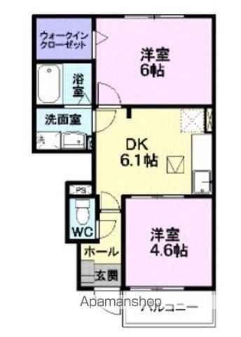 エーデルハイムA(2DK/1階)の間取り写真