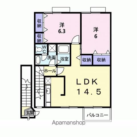 トパーズ(2LDK/2階)の間取り写真