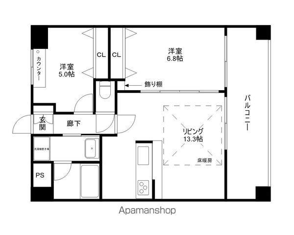 ルネスフィールドエンマドウ(2LDK/3階)の間取り写真