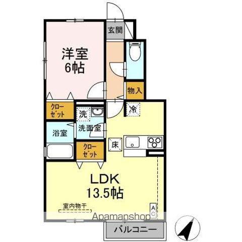 リバークレスト Ⅱ(1LDK/1階)の間取り写真