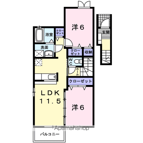 イオラニ23 C(2LDK/2階)の間取り写真