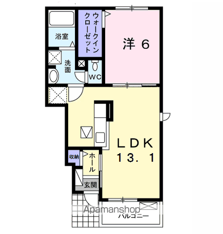 グランファミーユⅠ(1LDK/1階)の間取り写真