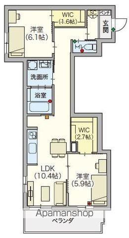 シニア限定 ヘーベルVILLAGE浦和本太(2LDK/4階)の間取り写真