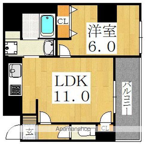 ハビタット平野(1LDK/2階)の間取り写真