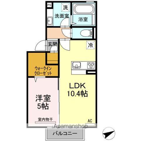 フォルトゥーナY(1LDK/2階)の間取り写真