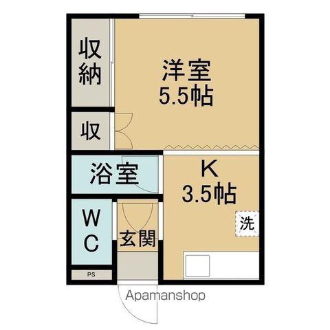 栄徳ハイツ網走(1K/3階)の間取り写真