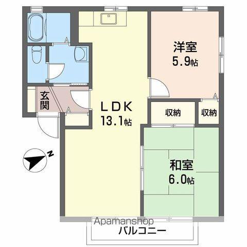 ディアス川南 A棟(2LDK/2階)の間取り写真