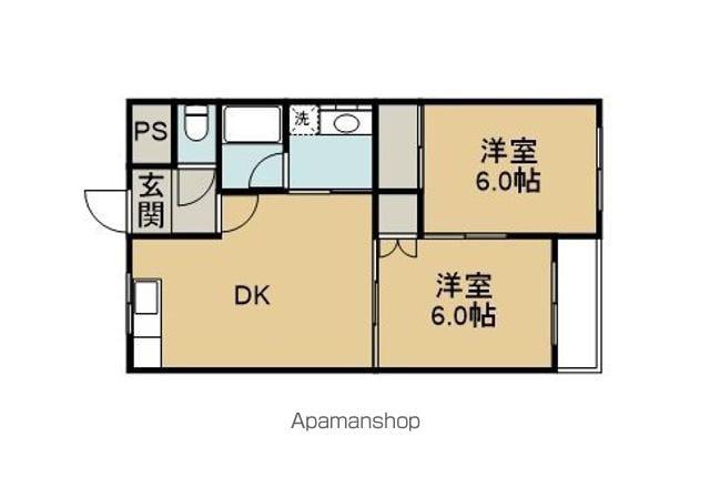 ウィスタリア(2DK/2階)の間取り写真