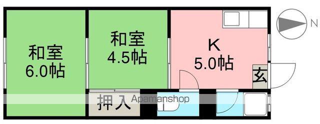 フレンズ桟橋(2K/1階)の間取り写真