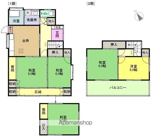 常磐線 泉駅(JR) バス乗車時間:36分 久保入口バス停で下車 徒歩3分 2階建 築40年(4DK)の間取り写真