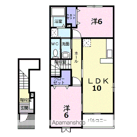 ラフレシールB(2LDK/2階)の間取り写真