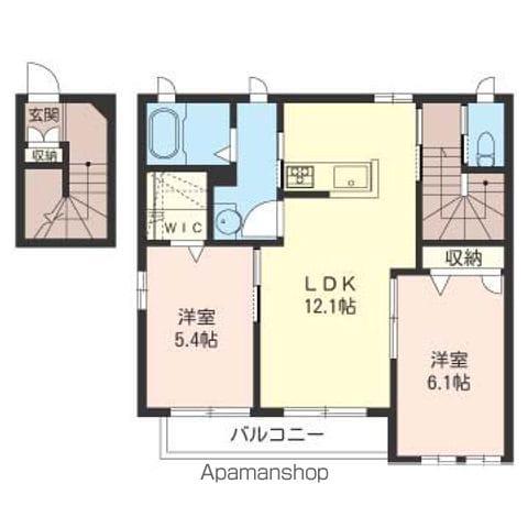 メゾンソレール B棟(2LDK/2階)の間取り写真