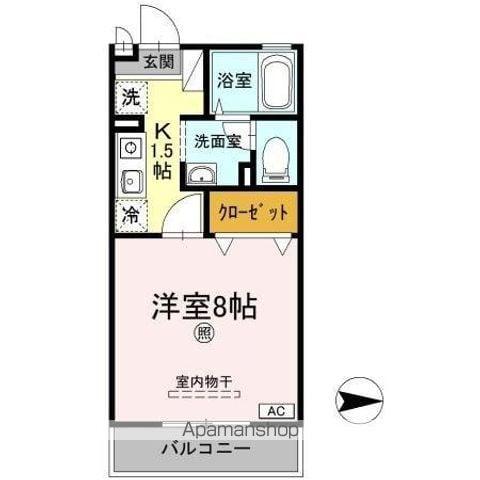 ベルシャトル B棟(1K/2階)の間取り写真