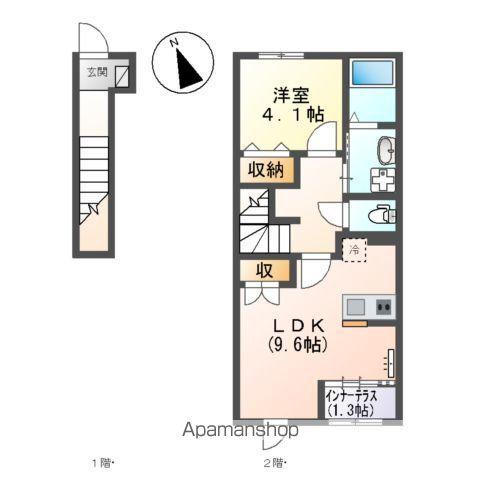 ベティハウス右山(1LDK/2階)の間取り写真