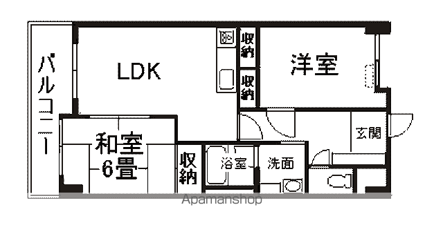 グランシティ居町(2LDK/6階)の間取り写真