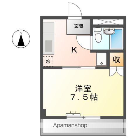 ロイヤルシティ天子田(1DK/2階)の間取り写真