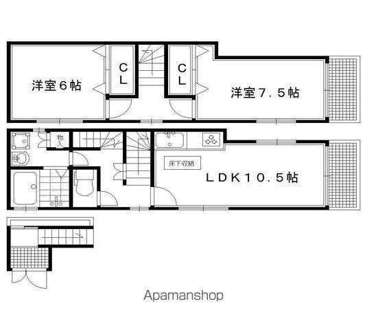 京都市烏丸線 今出川駅 徒歩3分 3階建 築29年(2LDK)の間取り写真