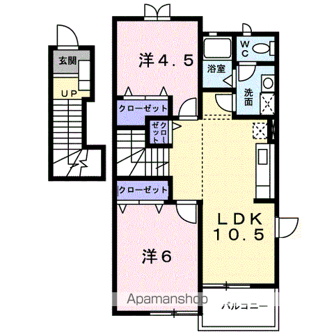 カステリア三隈Ⅱ(2LDK/2階)の間取り写真