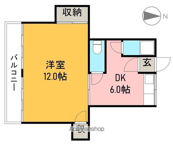 タウンハウス薊野Ⅱ(1DK/2階)の間取り写真