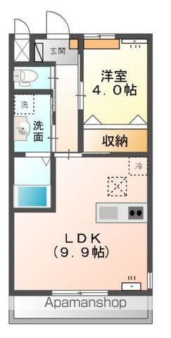 高尾崎 NEW TOWN LA・TERRE F(1LDK/1階)の間取り写真