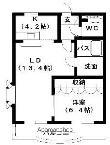 ステイブル円座Ⅱ(1LDK/1階)の間取り写真