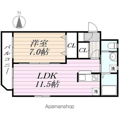 ノーブルステージ神明町(1LDK/2階)の間取り写真