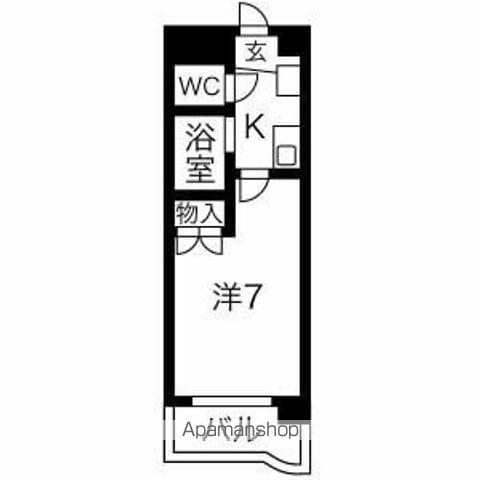 プリオールK(1K/4階)の間取り写真