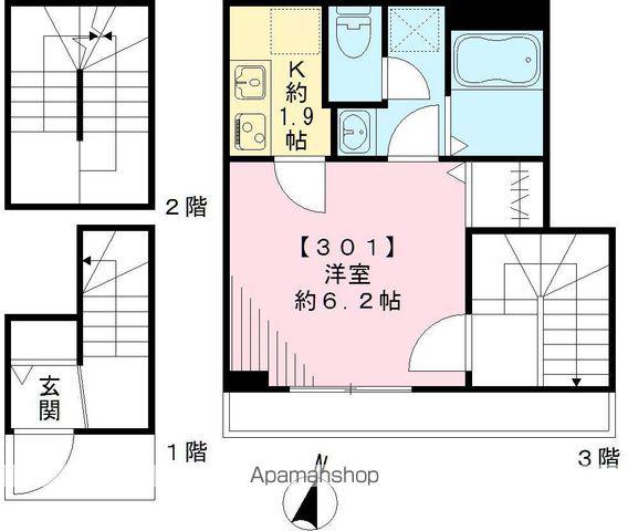 FICASA中目黒(1K/3階)の間取り写真