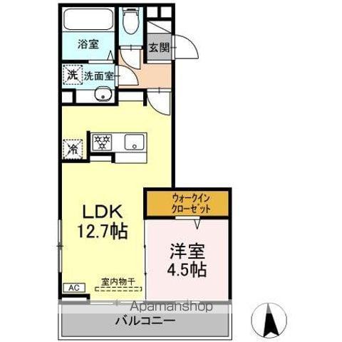 COUR18高宮E(1LDK/3階)の間取り写真