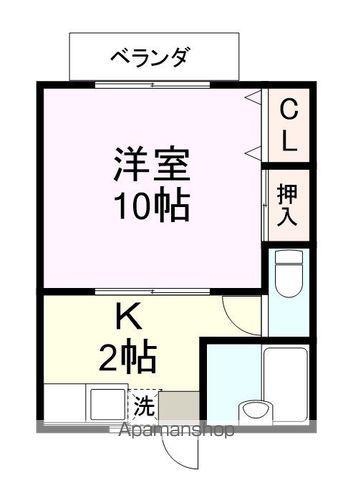 スカイハイツ宮地(1K/2階)の間取り写真