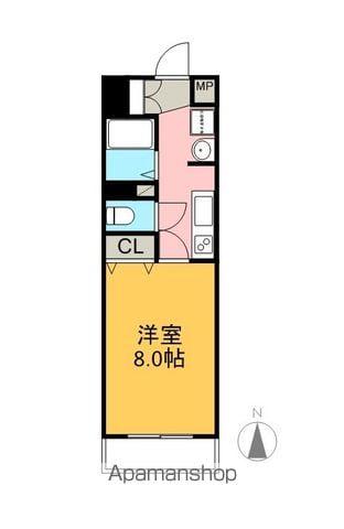 ソレイユ山代(1K/2階)の間取り写真