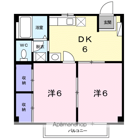 メゾン・ド・パル(2DK/2階)の間取り写真