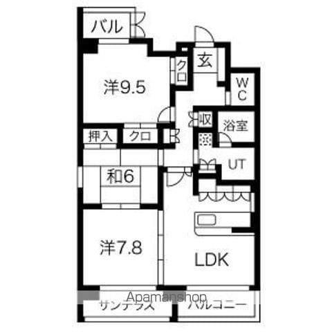 アクシス参番館(3LDK/2階)の間取り写真