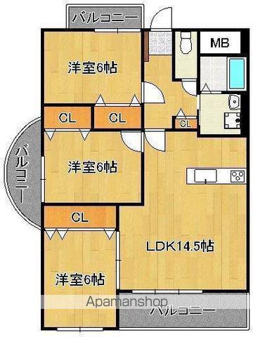 パークサイド黒崎(3LDK/8階)の間取り写真