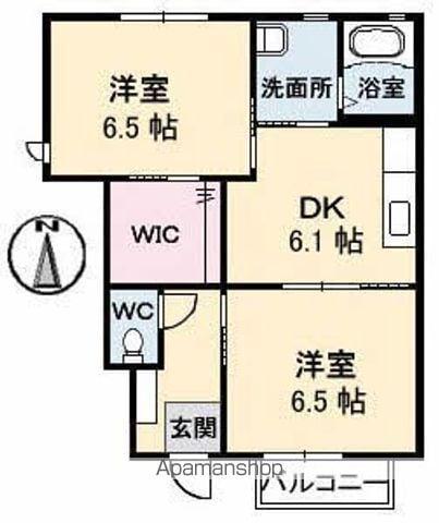 ミモザⅠ(2DK/1階)の間取り写真