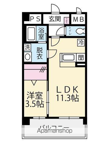クレストコート松江駅南(1LDK/3階)の間取り写真