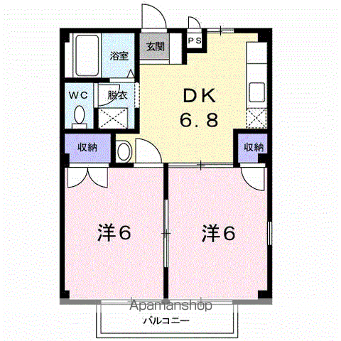 メゾン栄A(2DK/1階)の間取り写真