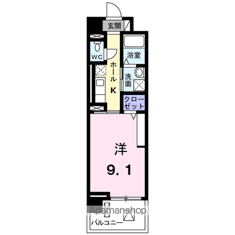 アヴァンセ・フルール(1K/2階)の間取り写真