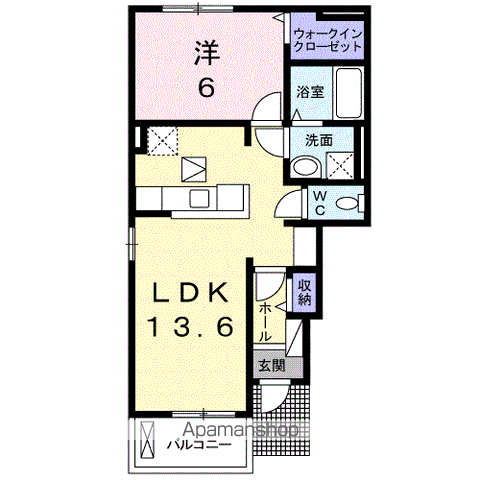 サニーグレイス・アイA(1LDK/1階)の間取り写真