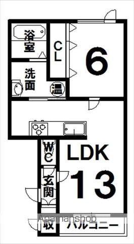 ALPHA Ⅳ(1LDK/2階)の間取り写真